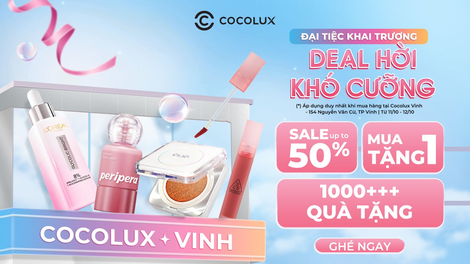 COCOLUX TƯNG BỪNG KHAI TRƯƠNG CƠ SỞ MỚI THỨ 19 TẠI 154 NGUYỄN VĂN CỪ, VINH VỚI LOẠT ƯU ĐÃI “KHỦNG”